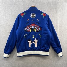 Jaqueta Bombardeiro Adidas Embellished Arts Feminina Azul Média Bordada Forrada* comprar usado  Enviando para Brazil