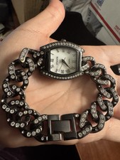 Relógio feminino analógico quartzo pulseira corrente tom escuro Chico's tamanho. Bateria nova de 7,5 pol. comprar usado  Enviando para Brazil