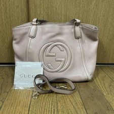 Bolsa tote GUCCI Soho G intertravada couro 2 vias bege rosa autêntica comprar usado  Enviando para Brazil
