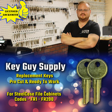 FR1-FR200. Pair of keys for Steelcase file cabinet locks. Pre Cut to Your code. for sale  USA