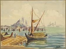 Turquia Istambul - Pintura em aquarela - Talat - Século XX comprar usado  Enviando para Brazil