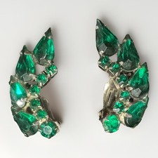 Brincos de escalador vintage verde esmeralda tom prata sem assinatura com clipe de strass comprar usado  Enviando para Brazil