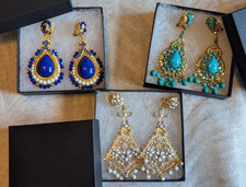 Lote de 3 brincos Larisa Barrera designer tapete vermelho clipe pendurado placa de ouro 24k comprar usado  Enviando para Brazil