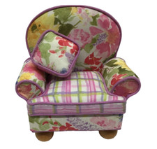 Poltrona estofada xadrez floral miniatura móveis para casa de bonecas comprar usado  Enviando para Brazil