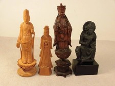 Lote de 4 estatuas budistas tallas de madera esculturas templos y santuarios a granel segunda mano  Embacar hacia Mexico