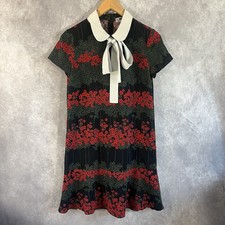 Usado, Vestido Valentino Vermelho Feminino Tamanho 40 Vermelho Verde Preto Floral Peter Pan Gola e Laço comprar usado  Enviando para Brazil