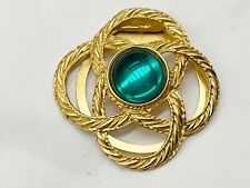 CONJUNTO DE BROCHE CLIPE CACHECOL VINTAGE TOM DOURADO GRANDE - GRAVATA VIDRO VERDE CELTA comprar usado  Enviando para Brazil
