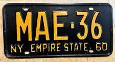 1960 NOVA YORK PLACA DE LICENÇA DE PASSAGEIRO AUTOMÁTICO "MAE 36" NY 60 TODA ORIGINAL comprar usado  Enviando para Brazil