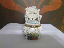 Porcelana Antigo Cadeira De Vime Em Forma De Jardim Ouro aparada Articulada Estojo de joias. comprar usado  Enviando para Brazil