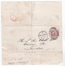 Usado, 1871 QV FINE 1/2d SELO GALÃO EM WALSALL CARTA APARADA (FALHAS) PARA LONDRES comprar usado  Enviando para Brazil
