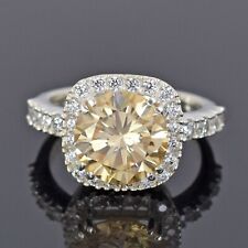 RARO ANEL SOLITÁRIO DE DIAMANTE CHAMPANHE TRATADO COM CERTIFICAÇÃO 4,30 quilates em prata 925. comprar usado  Enviando para Brazil