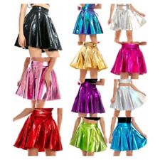 Mini-saia feminina metálica brilhante holográfica cintura alta dança festa roupa noturna comprar usado  Enviando para Brazil