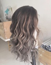Peruca de cabelo humano 14 pol. 13x4 frente de renda ombre loira destaques ondulada , usado comprar usado  Enviando para Brazil