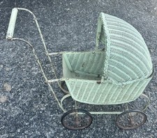 Carrinho de bebê antigo de vime carrinho de boneca carrinho de madeira cesta Heywood Wakefield, usado comprar usado  Enviando para Brazil