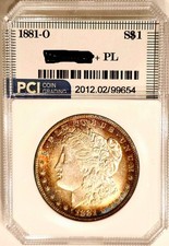 1881-O Gem BU ++ PL Prova-like Data Rara Morgan Dollar Levemente Tonificado, usado comprar usado  Enviando para Brazil