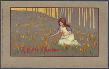 Girl picking crocuses for sale  SUNBURY-ON-THAMES