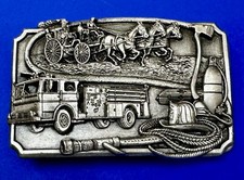 Fivela de cinto bombeiro bombeiro cavalo vagão de bombeiros vintage 1985 Siskiyou, usado comprar usado  Enviando para Brazil