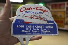 RARO 1950S CHRIS CRAFT MIAMI BEACH FLORIDA ESTAMPADO PINTADO METAL TOPPER PLACA MAR comprar usado  Enviando para Brazil