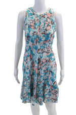 Vestido sem mangas Rebecca Taylor feminino estampa floral gola redonda azul tamanho 0 comprar usado  Enviando para Brazil