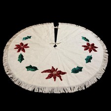 Falda De Colección 1950 Fieltro Hecho a Mano Coser Lentejuelas Cuentas 3D Árbol de Navidad 36" segunda mano  Embacar hacia Mexico