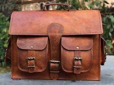 Bolsa carteiro masculina couro de cabra 15" dois bolsos frontais escritório faculdade bolsa laptop comprar usado  Enviando para Brazil