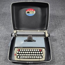 Máquina de escribir Smith Corona Classic 12 vintage azul gris manual estuche portátil EE. UU. segunda mano  Embacar hacia Mexico