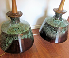 2 abajures de mesa vintage cerâmica meados do século moderno MCM esmalte gotejamento par de abajures comprar usado  Enviando para Brazil