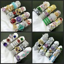 Lotes mixtos al por mayor de 20 piezas de anillos de circón cúbicos grandes de joyería para dama para mujer segunda mano  Embacar hacia Mexico