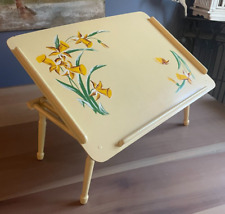 Bandeja de cama de madeira ajustável floral grande vintage década de 1940 TV narciso amarelo comprar usado  Enviando para Brazil