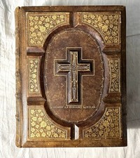 1863 Haydock HOLY BIBLE gauffered BEAUTIFUL leather CIVIL WAR ERA ILLUSTRATED comprar usado  Enviando para Brazil
