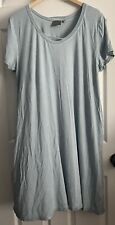 Vestido Midi Feminino Dual Nature L Azul Claro Manga Curta Lavagem de Pedra Look Recortado comprar usado  Enviando para Brazil