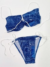 Usado, Biquíni Vintage Deadstock Anos 2000 Y2k Estampa Denim XS Reino Unido 6-8 (Atacado Disponível!) comprar usado  Enviando para Brazil
