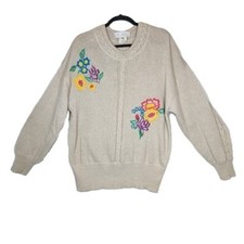 Suéter ESCADA Margaretha Ley bordado floral vintage anos 80 mistura de linho feminino tamanho 40 comprar usado  Enviando para Brazil