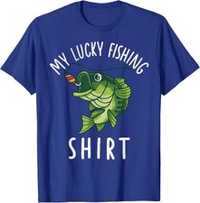 Camiseta infantil My Lucky Bass pesca engraçada jovem menino criança, usado comprar usado  Enviando para Brazil