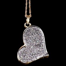 Micropavê de ouro amarelo branco 10k diamante coração inclinado colar 0,40 quilates 18" comprar usado  Enviando para Brazil