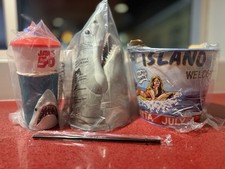 Jaws 50º Aniversário Filme Tubarão Pipoca Estanho + Balde + Copo Amity Gripper 2025 comprar usado  Enviando para Brazil