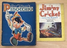 Vintage Walt Disney Pinocchio (Dean & Son) & Jiminy Cricket 1940 Books - Rare comprar usado  Enviando para Brazil
