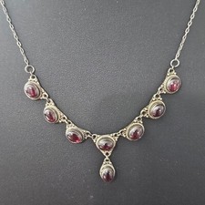 Colar de vidro rosa roxo escuro gota Y prata esterlina 18", usado comprar usado  Enviando para Brazil
