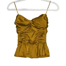 Blusa Express feminina sem mangas ruched tamanho XS ouro maciço tom babado stretch, usado comprar usado  Enviando para Brazil