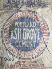 Saco de cimento vintage Ash Grove cimento 30’s Portland 2 lados bolsa vazia 94# lona comprar usado  Enviando para Brazil