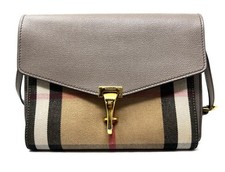 Usado Burberry Macken House Check Derby Bolsa Transversal de Couro Cinza comprar usado  Enviando para Brazil