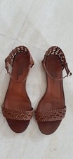 Sandales cuir tresse d'occasion  Orange