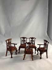 Conjunto miniatura de 5 cadeiras de jantar estofadas para casa de bonecas, 2 poltronas de braço, 3 cadeiras comprar usado  Enviando para Brazil