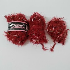 Usado, Lote de 3 novelos vermelhos Patons Carmen Yarn 07430 vinho 64% nylon 36% poliéster comprar usado  Enviando para Brazil