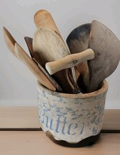 13 utensílios de cozinha antigos vintage e panela de manteiga fazenda colher de madeira primitiva comprar usado  Enviando para Brazil