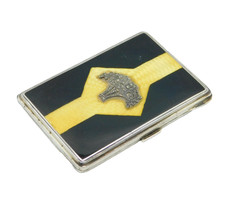 Usado, Estojo de cigarro feminino antigo prata esterlina, esmalte amarelo-preto, marcasita comprar usado  Enviando para Brazil