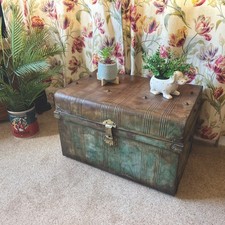 Vintage tin trunk for sale  LOUGHBOROUGH