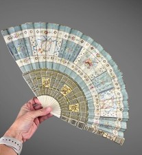 Ventilador francês antigo renascimento rococó | seda e osso pintados | estilo Louis XIV comprar usado  Enviando para Brazil