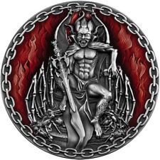 Używany, Mefistofeles Diabły i demony 2 uncje Antyczne wykończenie Srebrna moneta Kamerun 2022 na sprzedaż  PL