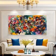 Arte de parede de lona abstrata pintada à mão para sala de estar moderna azul marinho comprar usado  Enviando para Brazil